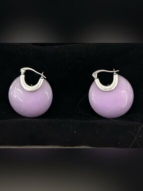 J. Jill Lavender Disc Hoop Earrings with Silver Accents
